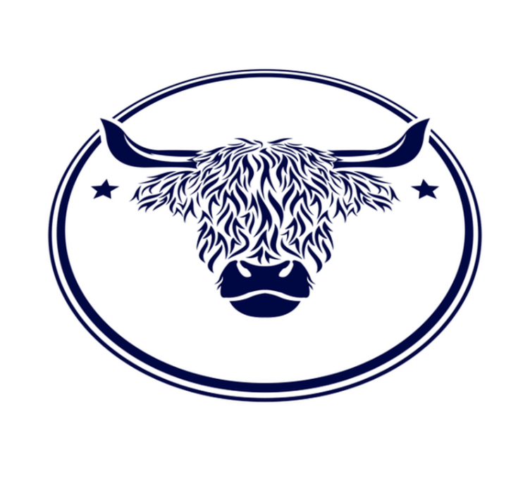 乙烯基地毯动物高地牛徽章 - TenStickers