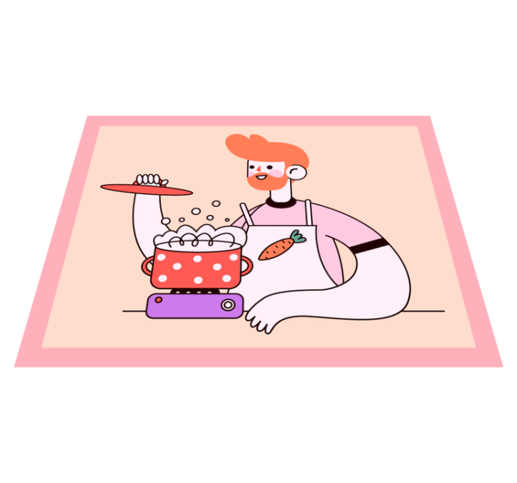 乙烯基厨房地毯 红发男士烹饪 - TenStickers