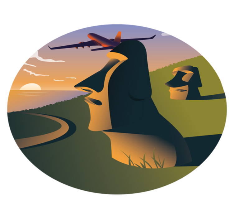 圆形乙烯基地毯复活节岛日落 - TenStickers