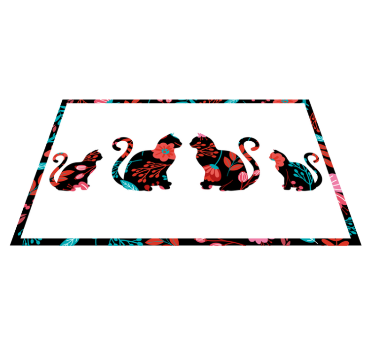 乙烯基花草地毯 色彩斑斓的猫剪影 - TenStickers