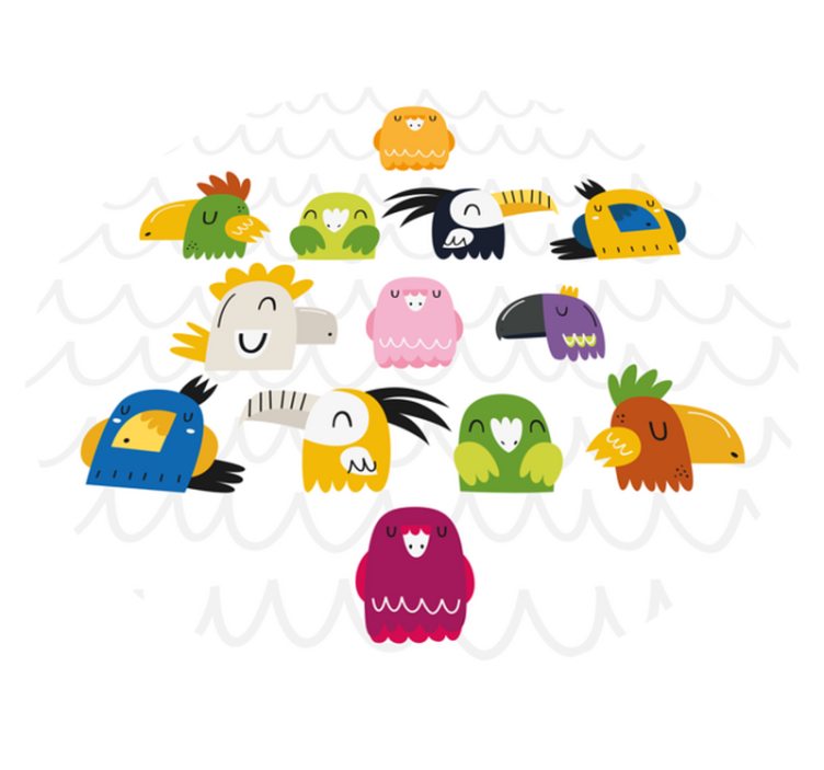 乙烯基地毯 儿童 彩色鸟脸 - TenStickers