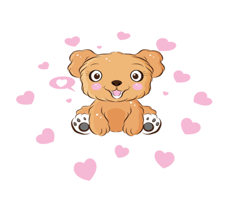 圆形乙烯基地毯可爱小狗插图 - TenStickers