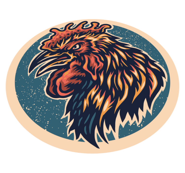 乙烯基地毯配公鸡头插图 - TenStickers