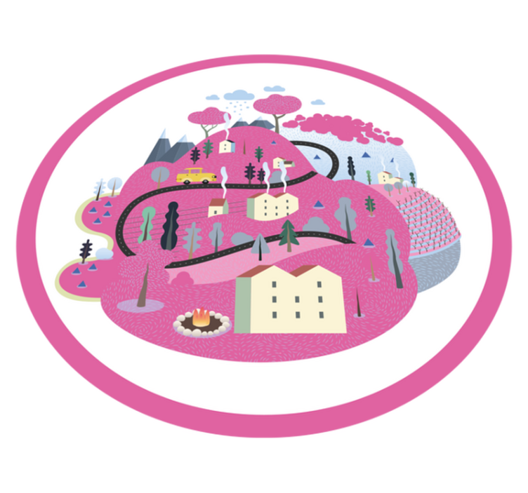 乙烯基地毯道路色彩斑斓的村庄场景 - TenStickers