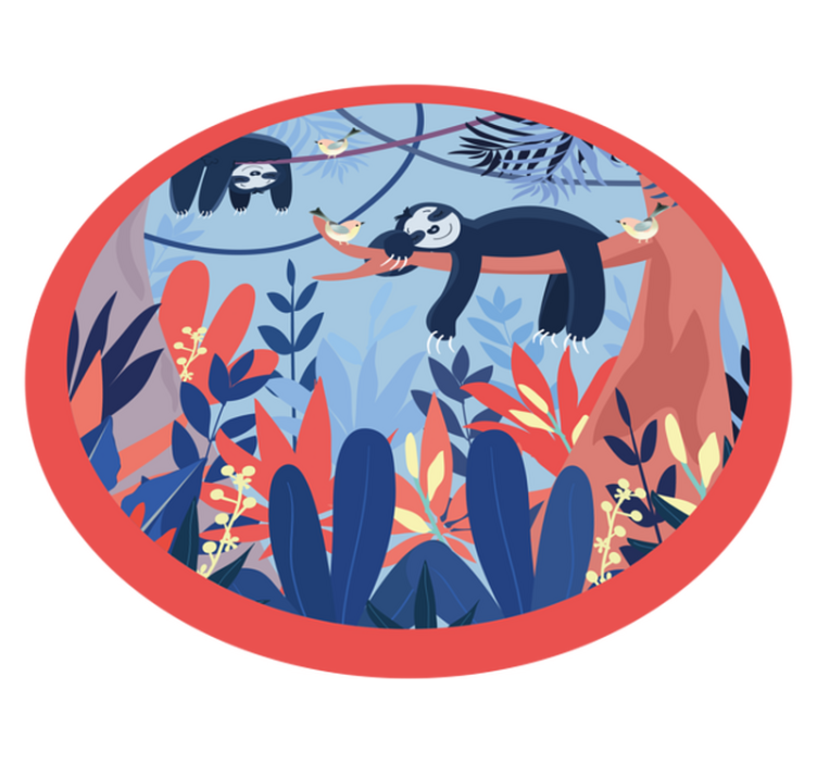 乙烯基地毯动物印花懒熊丛林场景 - TenStickers