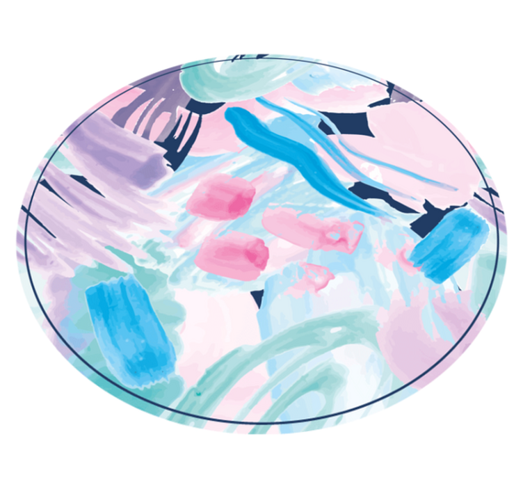 抽象水彩花卉图案圆形地毯 - TenStickers