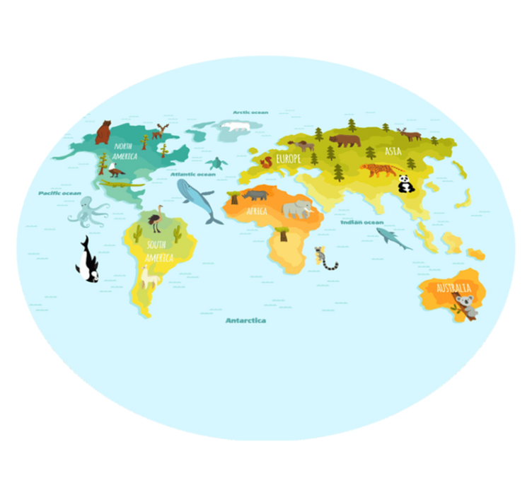 乙烯基地毯动物地图插图版 - TenStickers