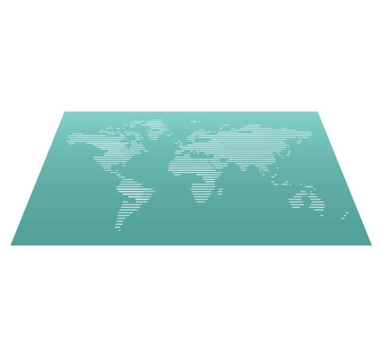 白色几何线条世界地图地毯 - TenStickers