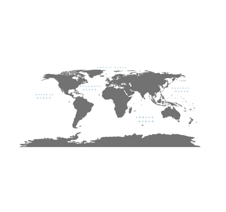 乙烯基地毯客厅风格化世界地图 - TenStickers