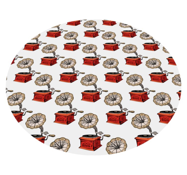 复古留声机图案圆形地毯 - TenStickers