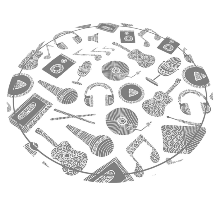 曼陀罗风格圆形地毯中的音乐模式 - TenStickers