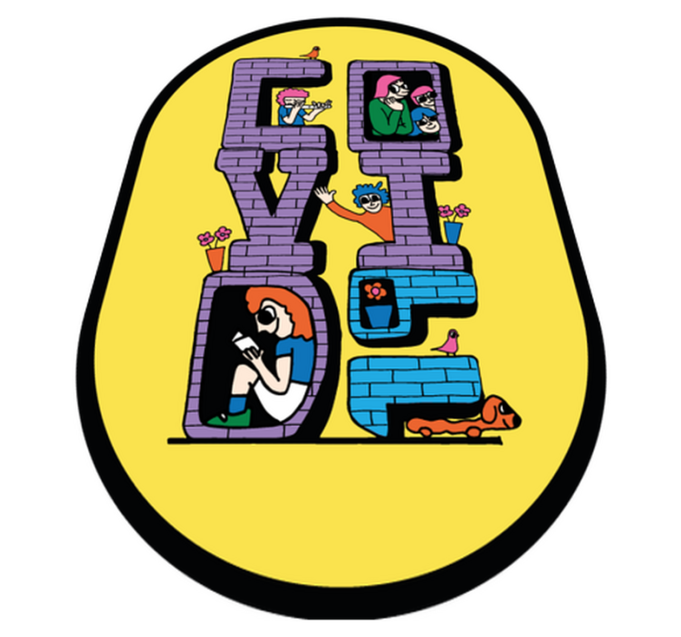 乙烯基地毯让疫情角色安心居家 - TenStickers