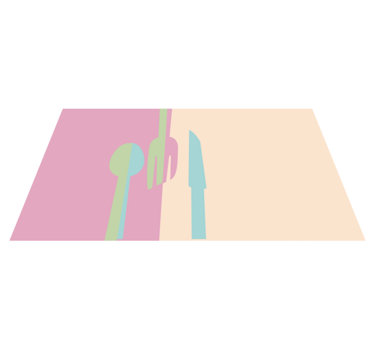 乙烯基厨房地毯 时尚的餐具轮廓 - TenStickers