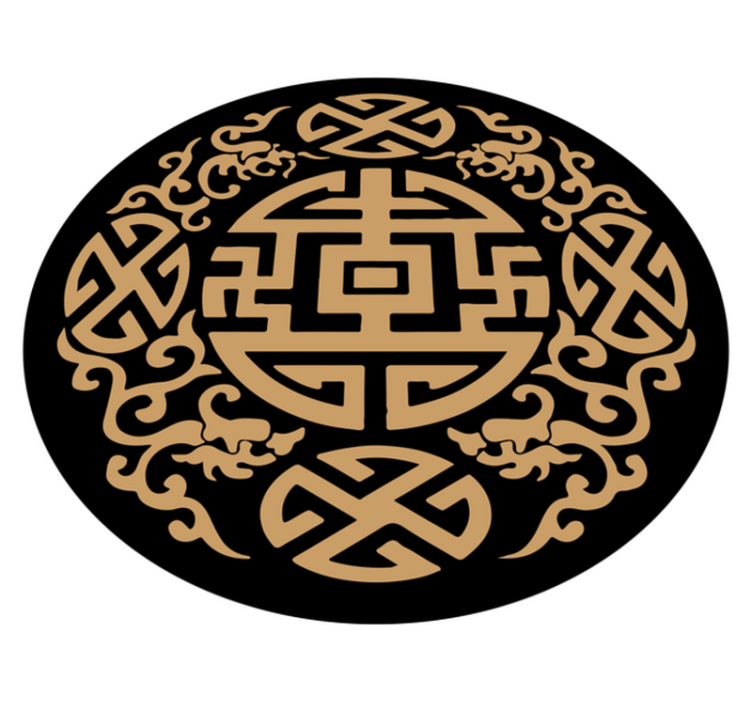 圆形乙烯基地毯 文化符号图案 - TenStickers