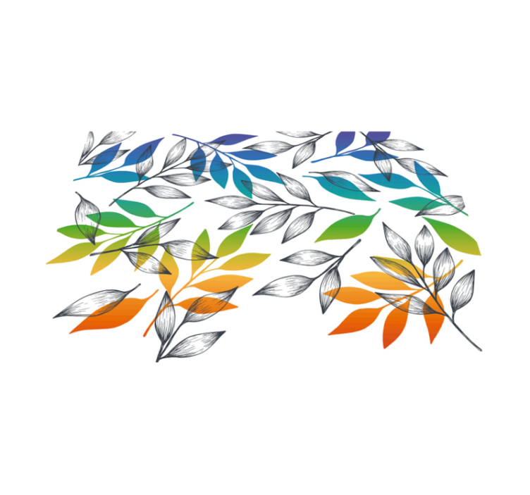 乙烯基花草地毯 彩虹色的叶子 - TenStickers