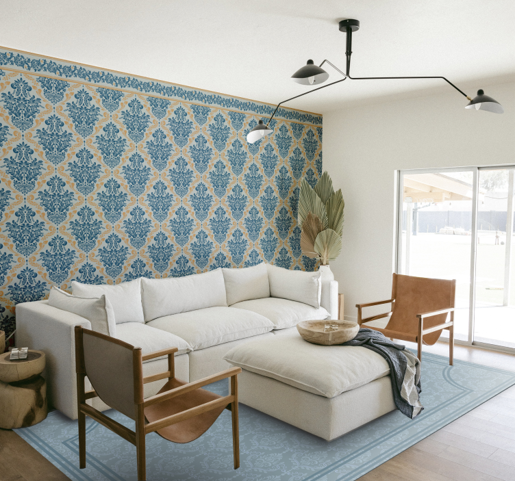 乙烯基地毯饭厅柔和蓝色巴洛克 - TenStickers