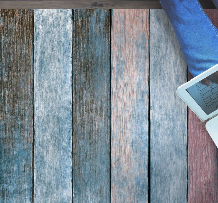 乙烯基地毯木纹蓝粉色木板 - TenStickers