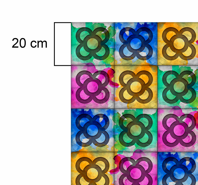 乙烯基复古地毯 彩色波浪瓷砖 - TenStickers