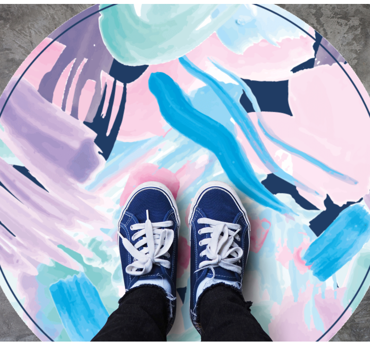 抽象水彩花卉图案圆形地毯 - TenStickers