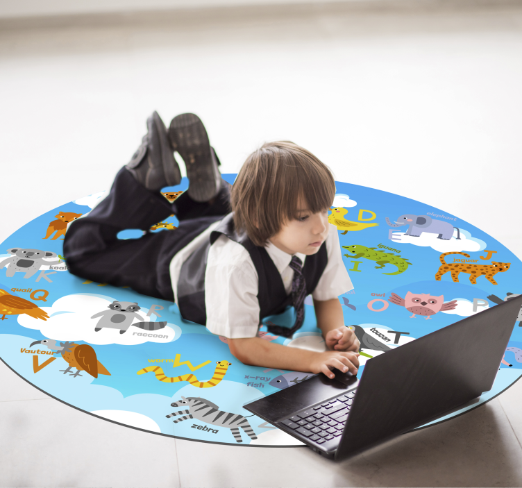 卧室乙烯基地毯 alphabetical Animal Circle - TenStickers