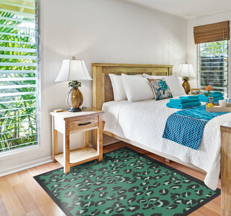 乙烯基地毯动物印花绿色豹纹图案 - TenStickers