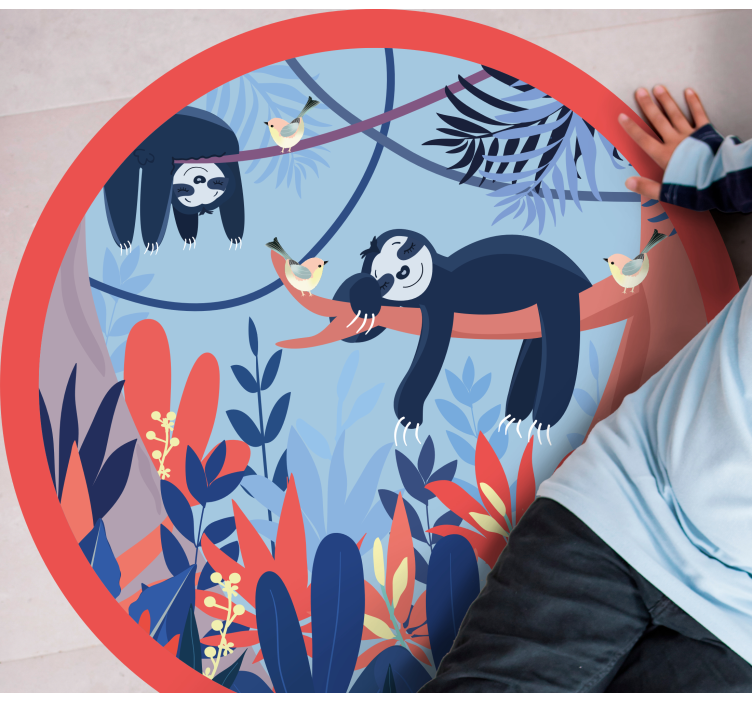 乙烯基地毯动物印花懒熊丛林场景 - TenStickers