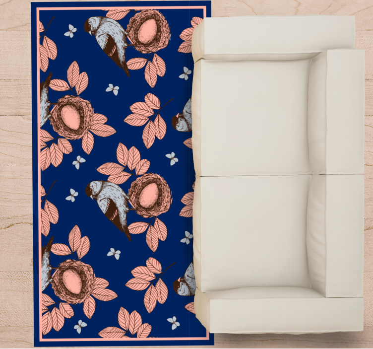 乙烯基地毯动物 鸟巢植物图案 - TenStickers