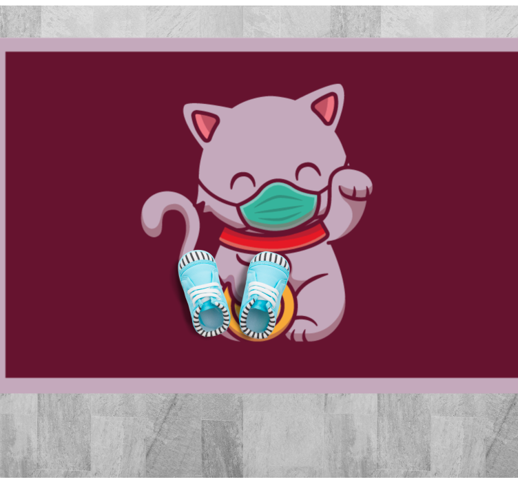 乙烯基地毯动物猫咪戴口罩 - TenStickers