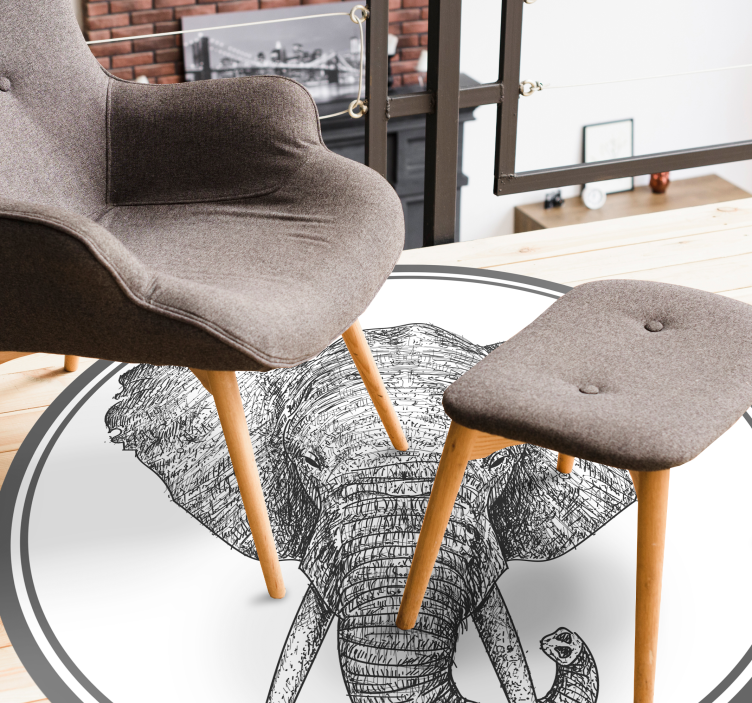 乙烯基地毯动物灰色大象轮廓 - TenStickers