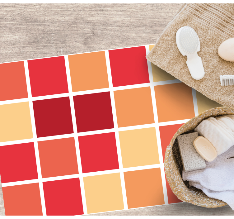 乙烯基地毯浴室色彩斑斓的方形图案 - TenStickers