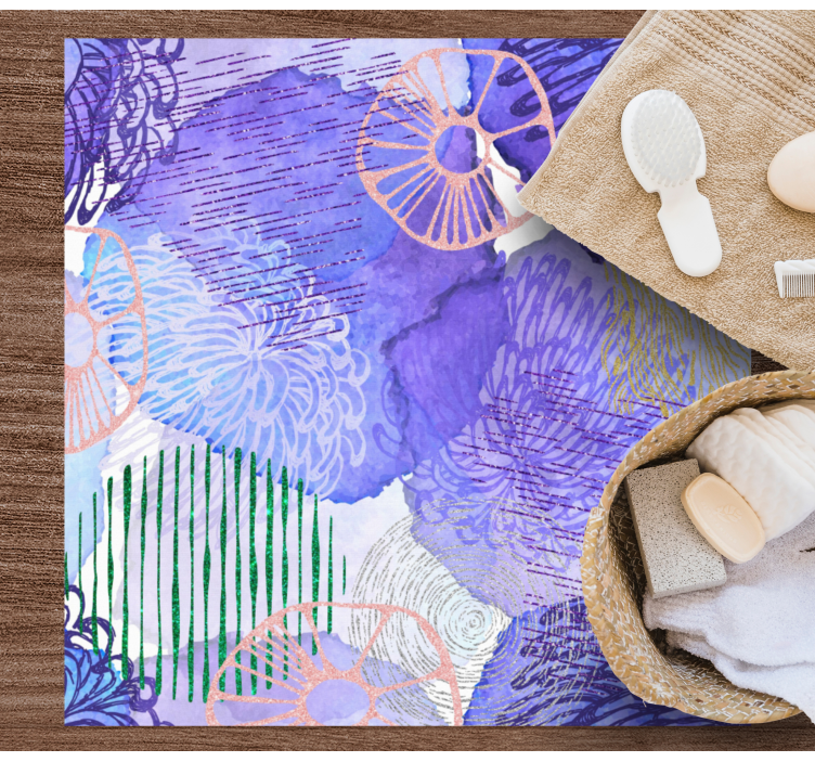 乙烯基地毯浴室花卉漩涡图案 - TenStickers