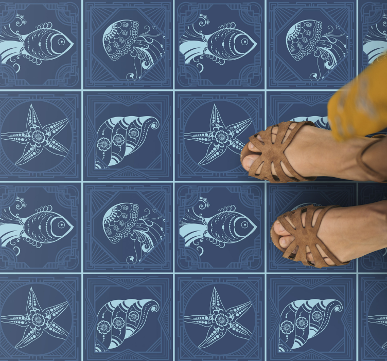 乙烯基地毯浴室海洋生物设计 - TenStickers