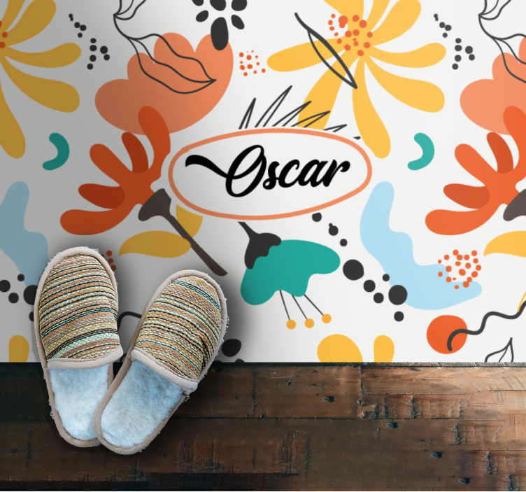 卧室乙烯基地毯定制抽象花卉设计 - TenStickers