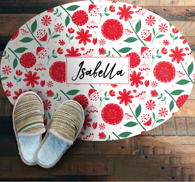 卧室乙烯基地毯定制红色花朵图案 - TenStickers