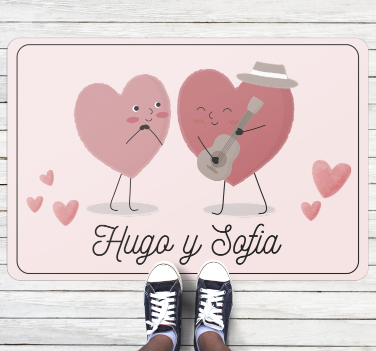 卧室乙烯基地毯双心定制名字款 - TenStickers