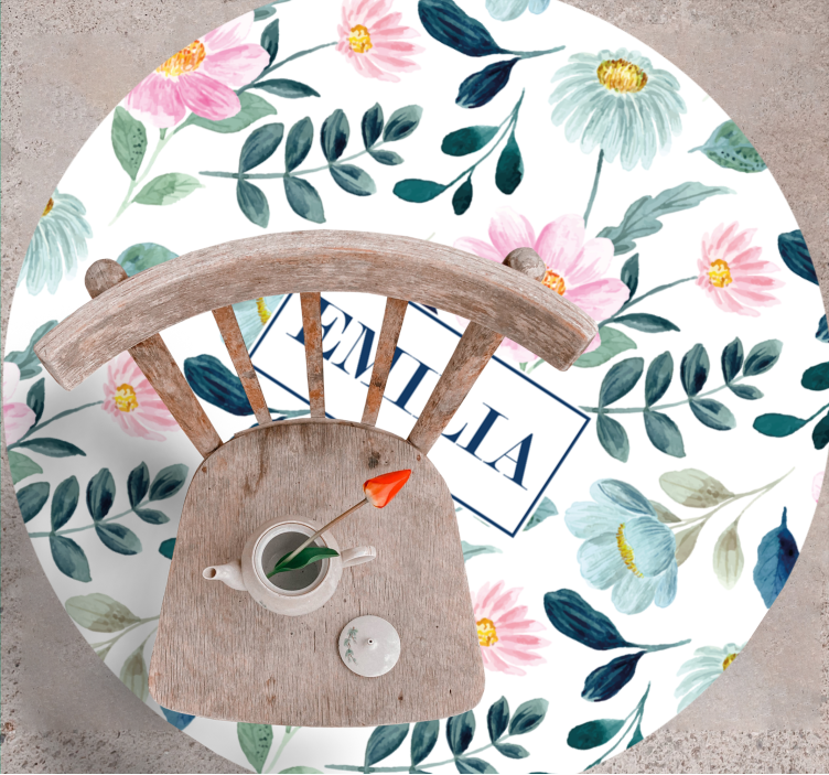 卧室乙烯基地毯 花卉名称个性化设计 - TenStickers