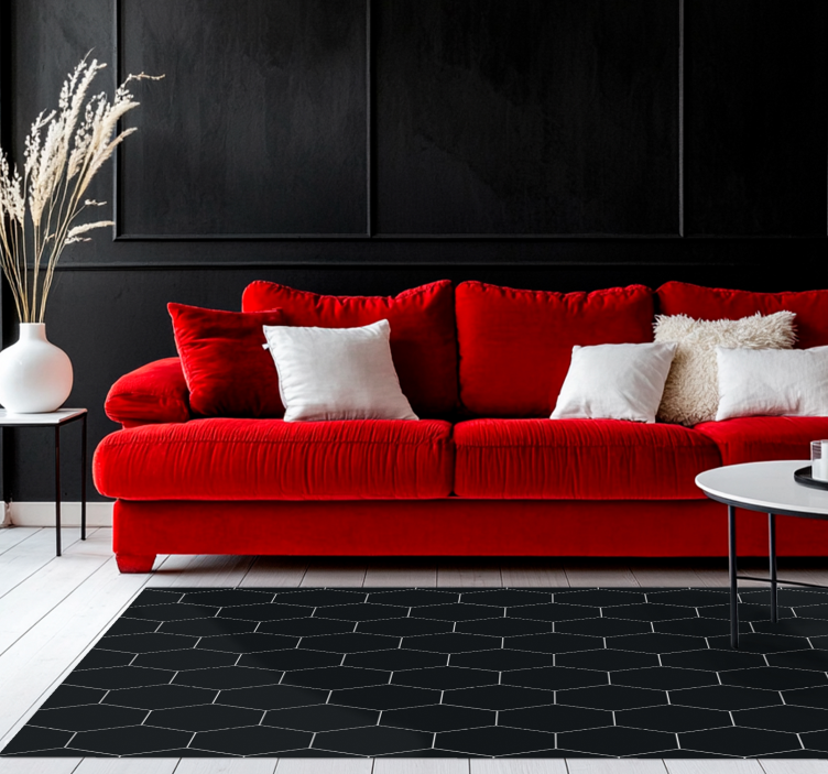 乙烯基地毯黑色六角马赛克 - TenStickers