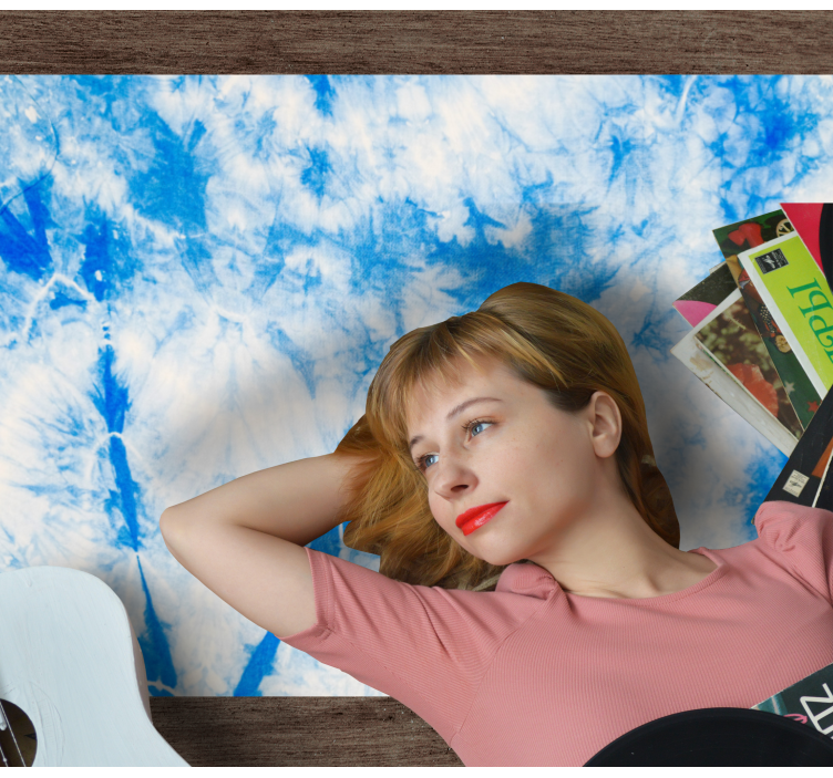 蓝色和白色扎染现代地毯 - TenStickers