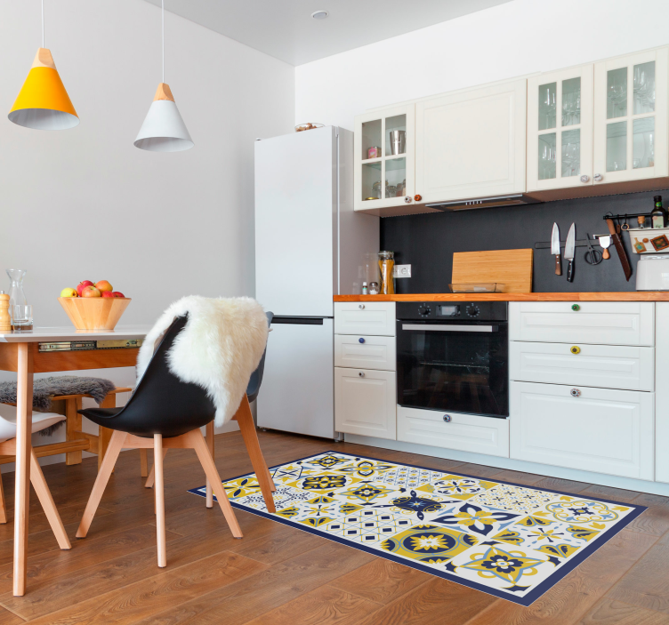 蓝色葡萄牙风格瓷砖地毯 - TenStickers