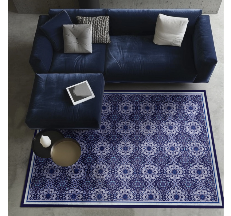 乙烯基地毯蓝色 复古花艺设计 - TenStickers