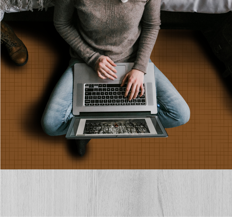 乙烯基地毯棕色网格图案表面 - TenStickers