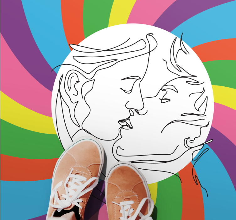 乙烯基地毯 多彩的吻剪影 - TenStickers