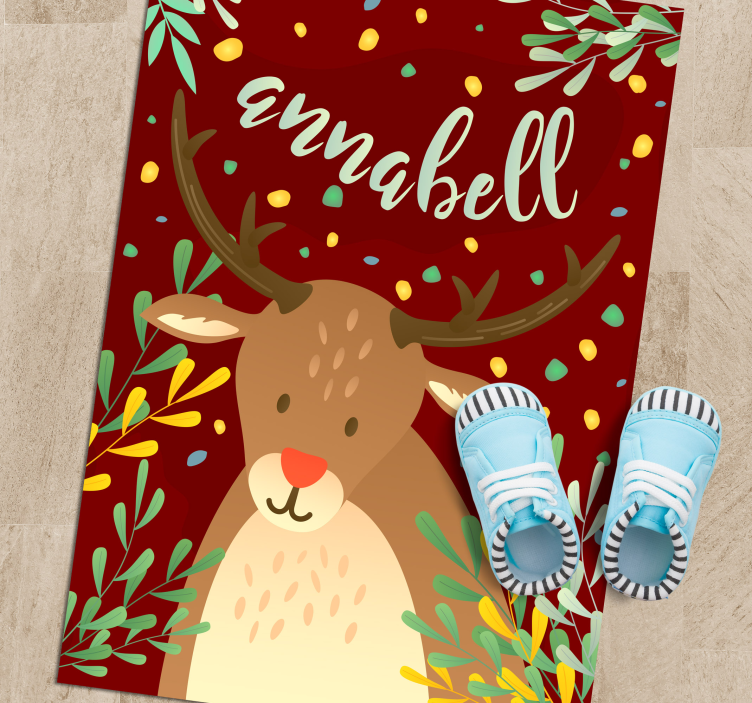 乙烯基地毯圣诞带名字的驯鹿 - TenStickers