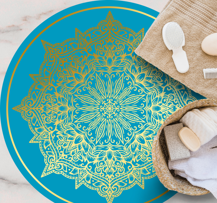 圆形乙烯基地毯与复杂曼荼罗艺术相结合 - TenStickers