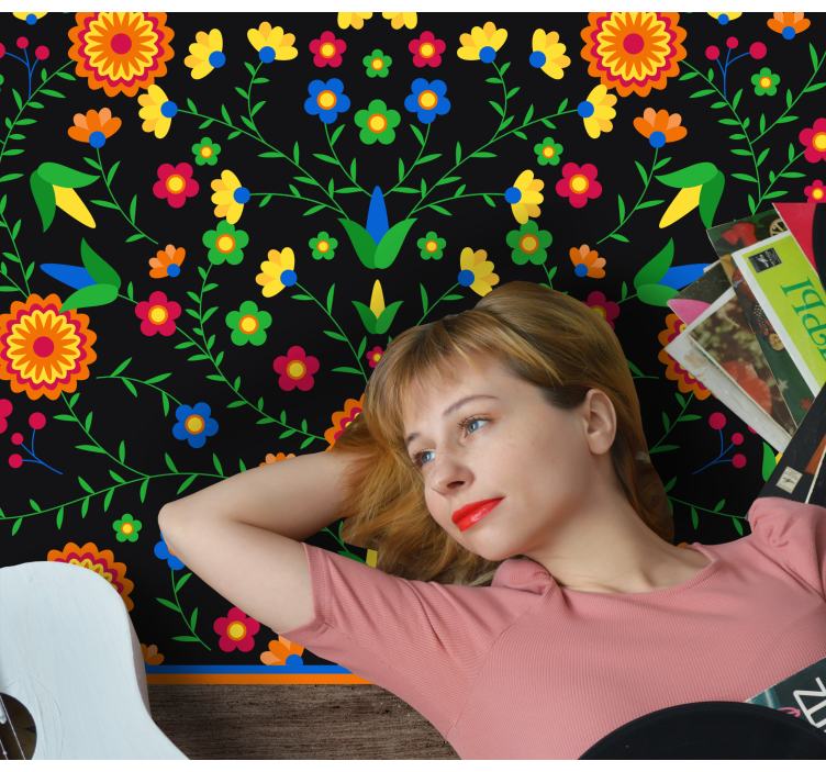 七彩花朵图案厨房地砖 - TenStickers