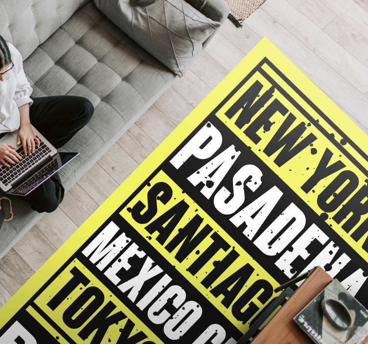 乙烯基地毯与短语 城市文字叠加 - TenStickers