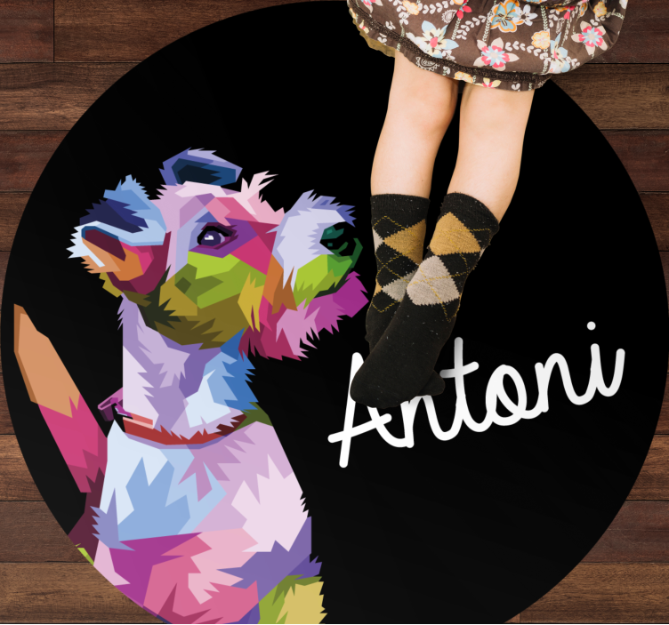 乙烯基地毯名称 彩色犬肖像 - TenStickers