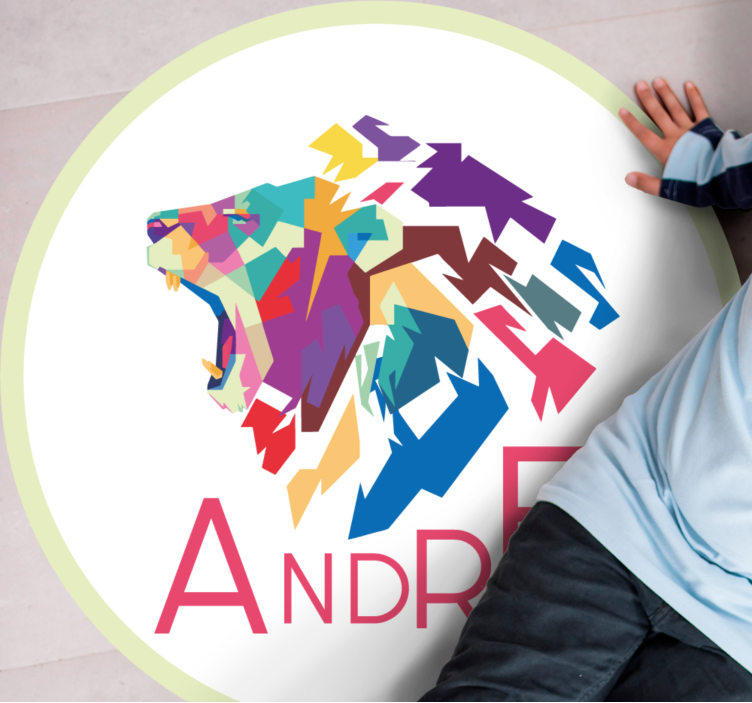 乙烯基地毯名称 彩色狮子个性化 - TenStickers