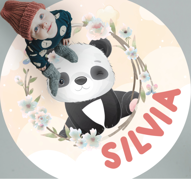 可爱的动物熊猫名字方形乙烯基地毯 - TenStickers