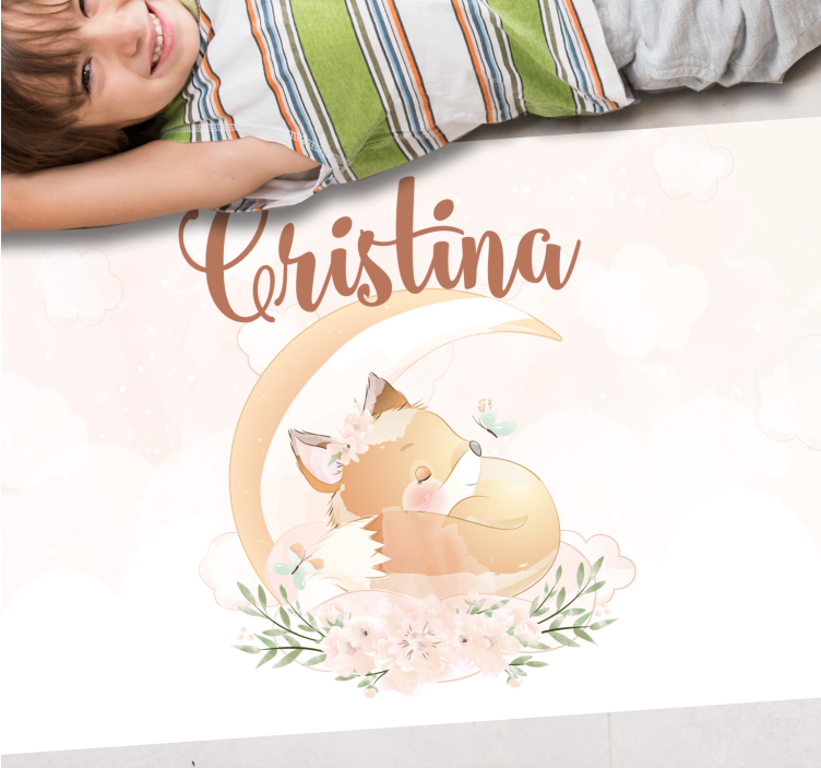 可爱的狐狸女孩的名字婴儿游戏垫 - TenStickers